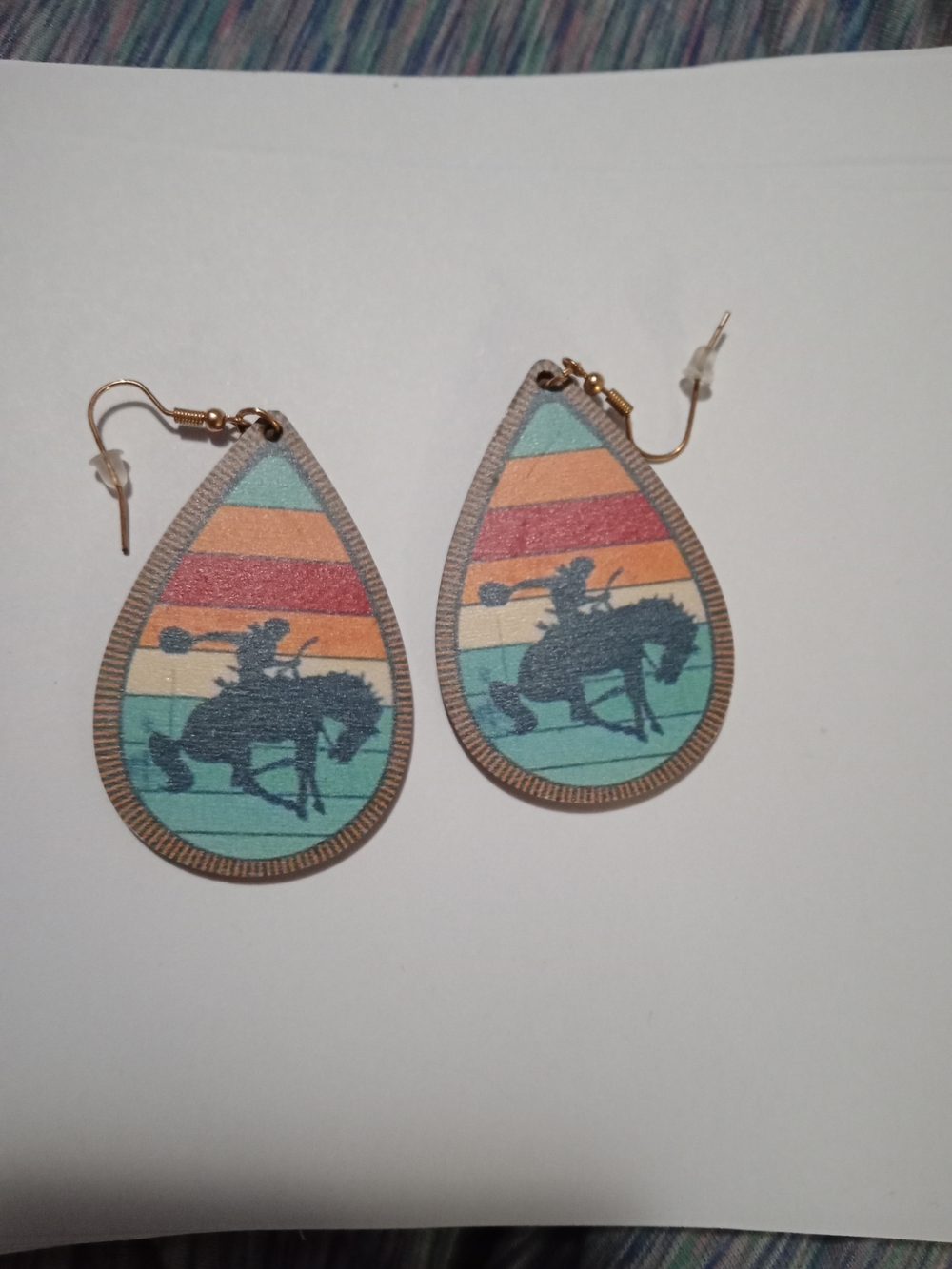 Lightweight Wood Bronc Rider Earrings
